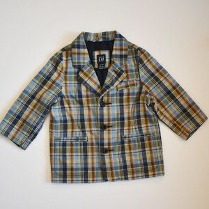 Baby Gap Fully Lined Multicolour Plaid Blazer 100% Cotton 18-24 Months